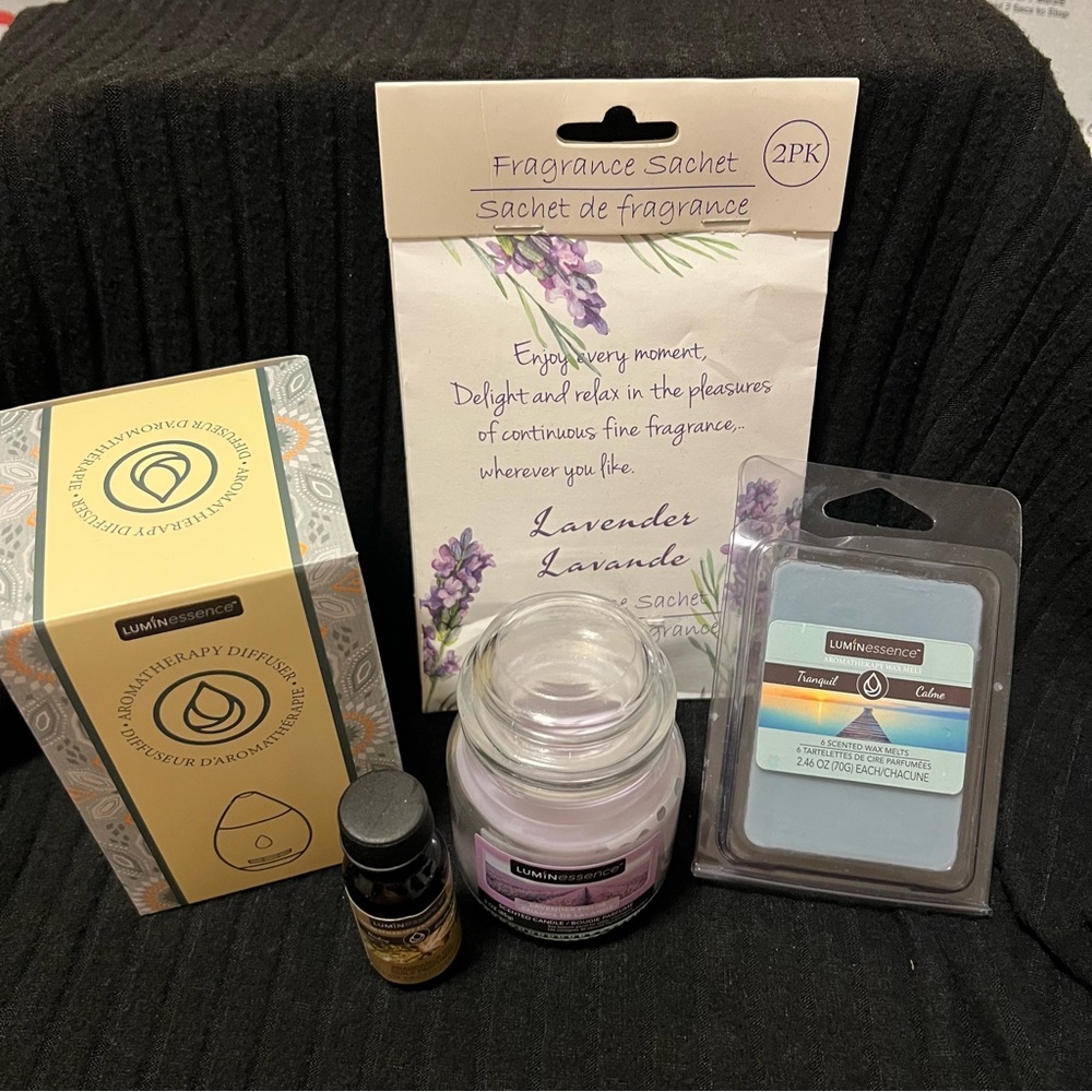 Spa Fragrance Set with Candle, Diffuser, Wax Melts, Sachets, and Fragrance Oil